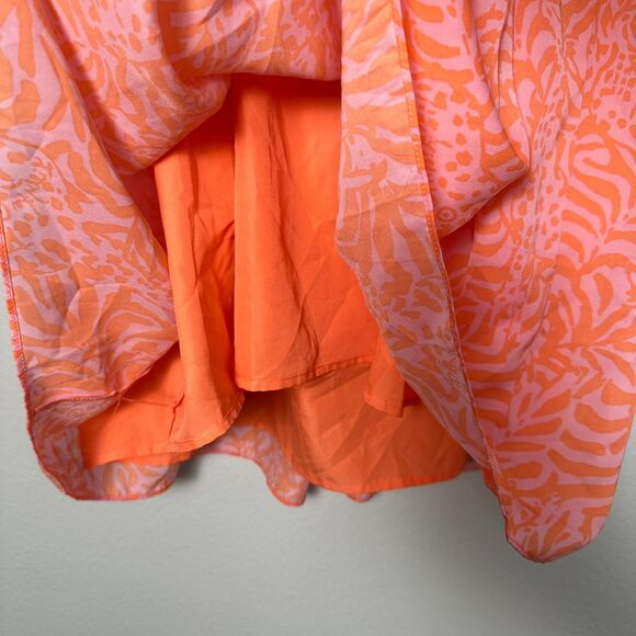 LILLY PULITZER‎ Size XL/TG Mini Women's Dress Coral Orange Pink Flounce Ruff - Picture 8 of 9